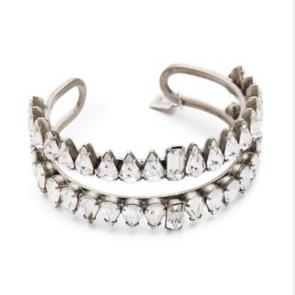 DANNIJO Stanton Swarovski cuff bracelet double row rhinestone silver clear